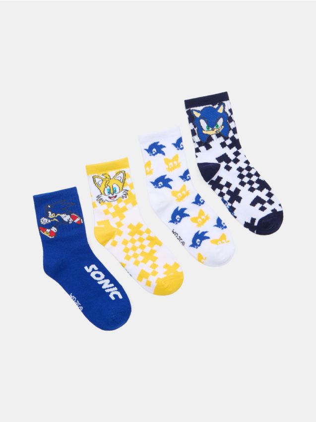 Sinsay - Set 4 perechi șosete cu bumbac Sonic the Hedgehog - albastru