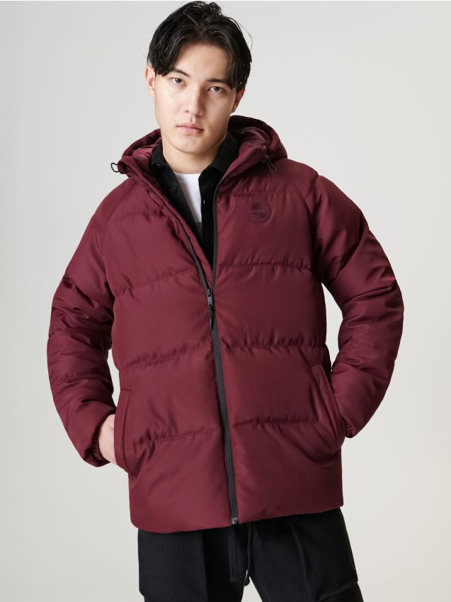 Hooded puffer jacket Color maroon - SINSAY - 3986F-83X