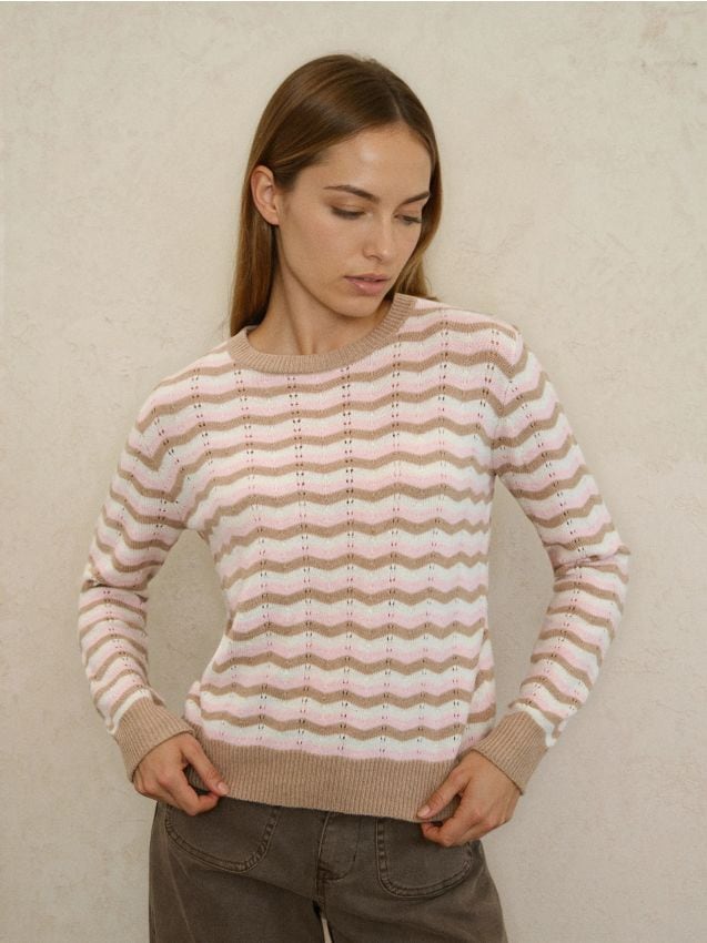 Sinsay - Pulover ajurat în dungi - multicolor