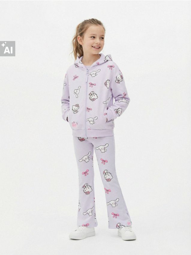 Sinsay - Hanorac cu glugă și fermoar Hello Kitty - lavand