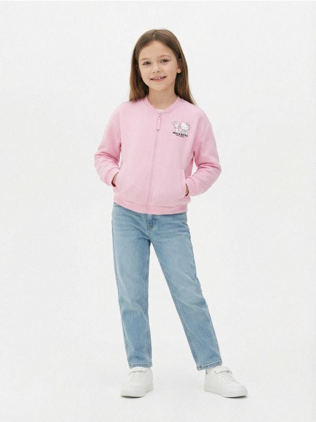 Sinsay - Hanorac bomber cu imprimeu la spate Hello Kitty - roz-pastel