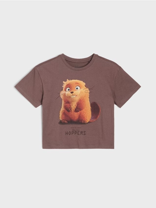 Sinsay - Tricou din bumbac cu imprimeu Hoppers - violet-orhidee