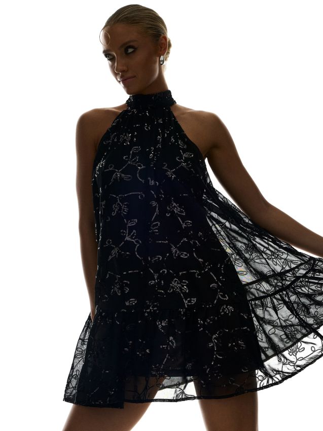 Sinsay - Rochie mini cu paiete - negru