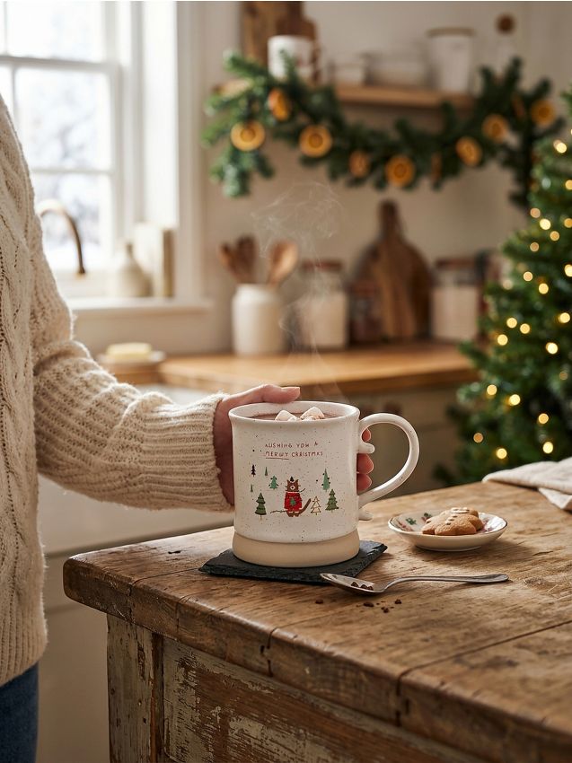 Sinsay - Cană de Crăciun cu motiv de pisică - roșu