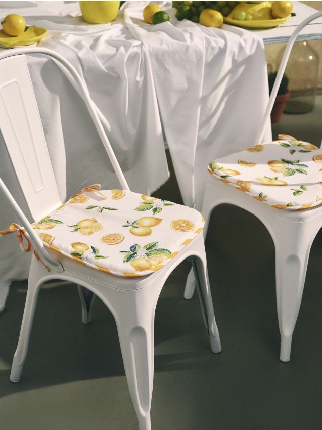Sinsay - Perne pentru scaun cu motiv de lămâi, set 2 bucăți - galben
