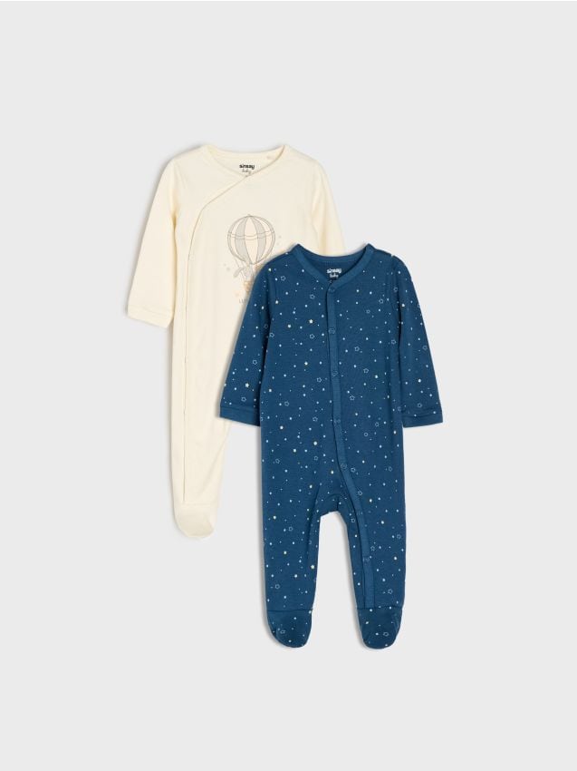 Sinsay - Salopete din bumbac cu motiv steluțe și balon cu aer cald 2 pack - bleumarin