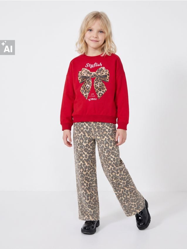 Sinsay - Blugi wide leg cu imprimeu leopard - multicolor