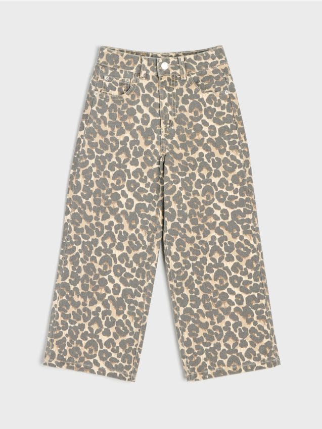 Sinsay - Blugi wide leg cu imprimeu leopard - multicolor