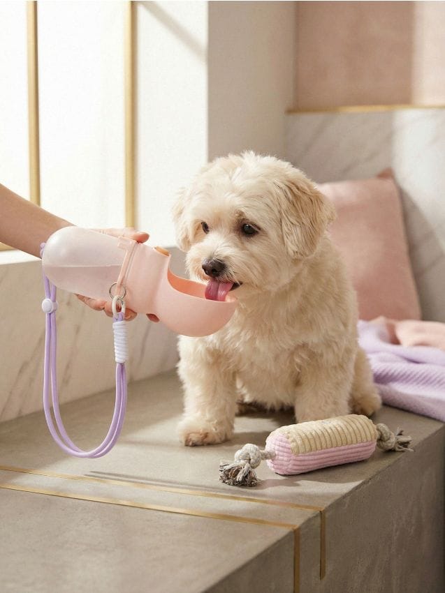 Sinsay - Sticlă de apă de călătorie pentru animale cu curea - roz-pastel