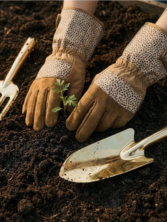 Sinsay - Mănuși de grădinărit cu buline - bej