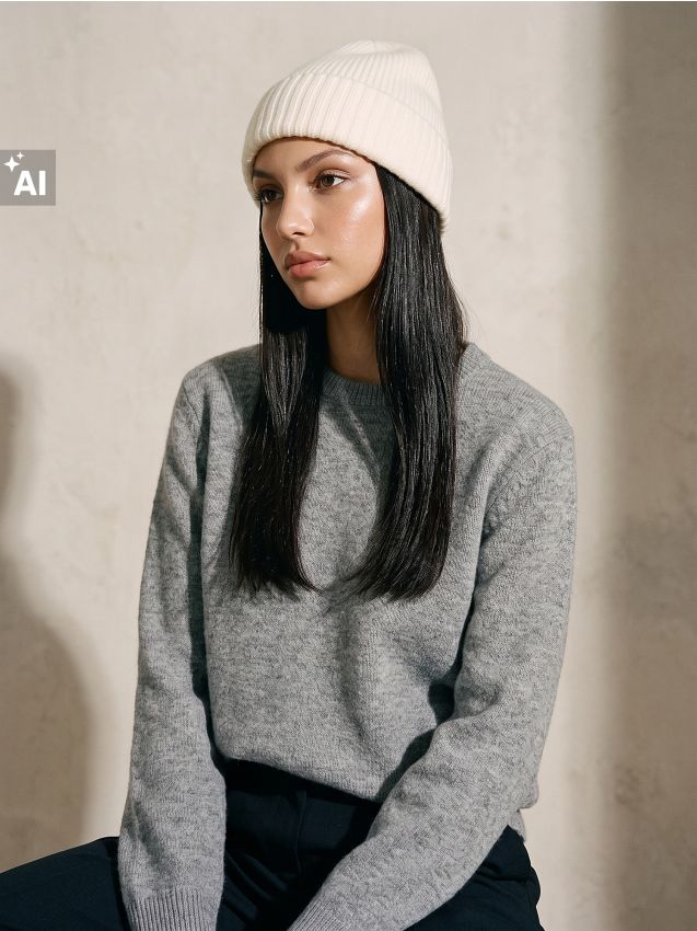 Sinsay - Căciulă Beanie cu Vâscoză - crem