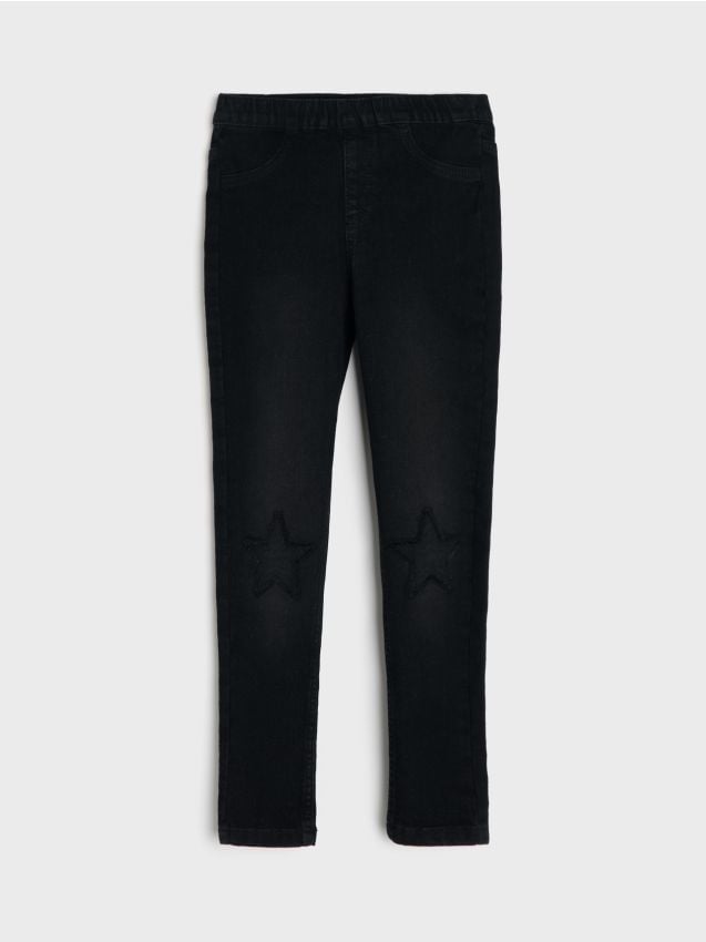 Sinsay - Jeansowe jegginsy skinny slim z domieszką wiskozy - czarny