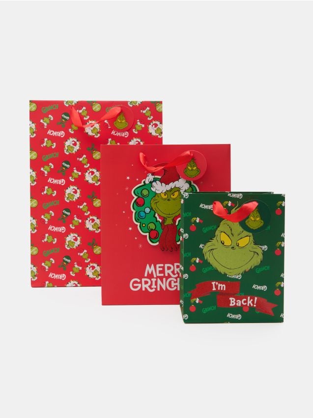 Sinsay - Súprava 3 darčekových tašiek Grinch - viacfarebná