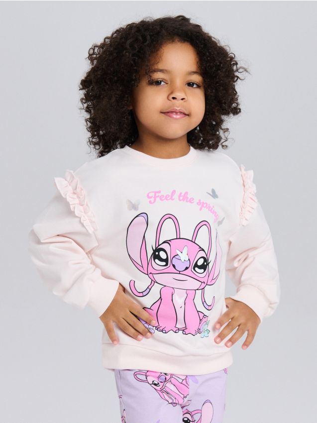 Sinsay - Hanorac cu guler rotund Lilo & Stitch - crem