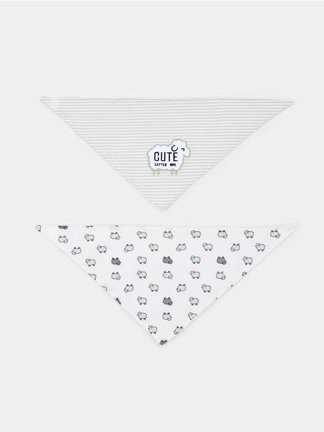 Sinsay - Set de bavete cu motiv de oițe 2 pack - gri deschis