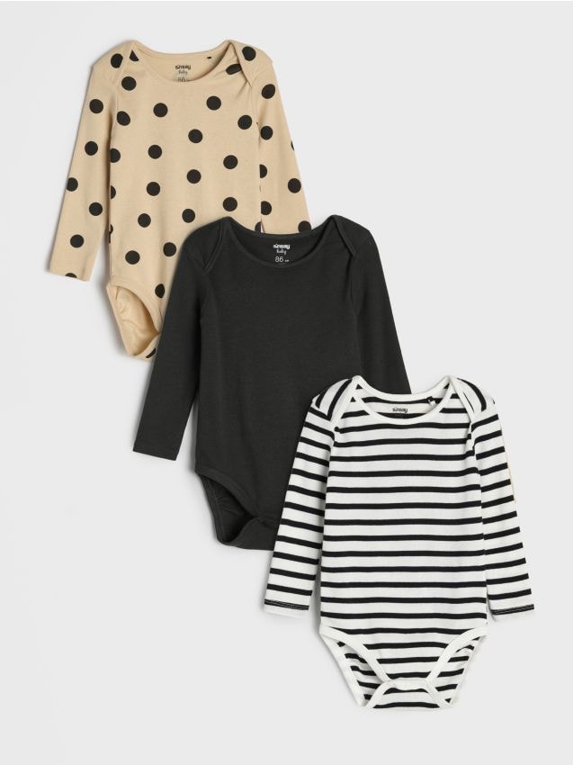 Sinsay - Set de 3 body din bumbac - bej