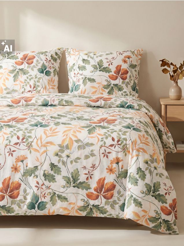 Sinsay - Set de lenjerie de pat cu imprimeu vegetal - multicolor