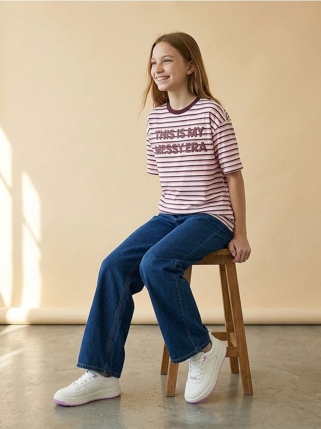 Sinsay - Tricou din bumbac în dungi cu inscripție - multicolor