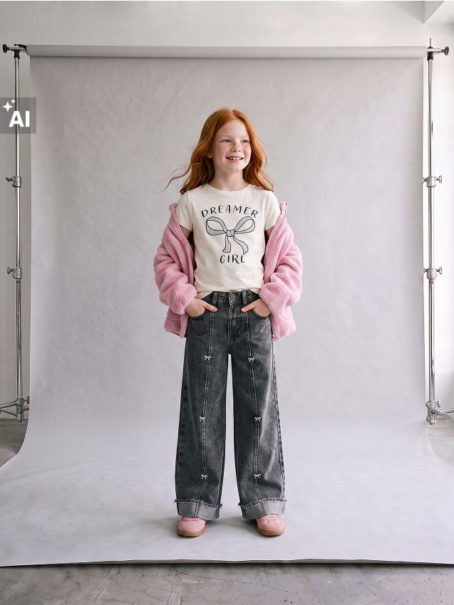 Sinsay - Blugi wide leg cu funde brodate - gri