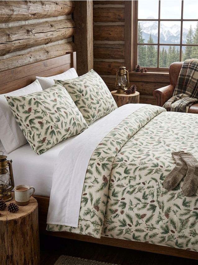 Sinsay - Set de lenjerie de pat cu model vegetal - alb