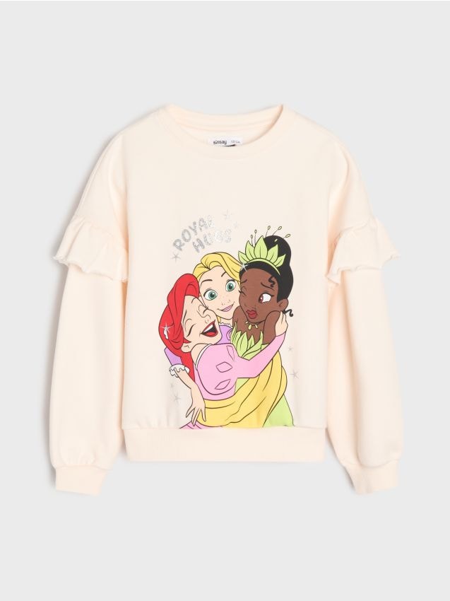 Sinsay - Bluză crewneck cu imprimeu Princess - crem