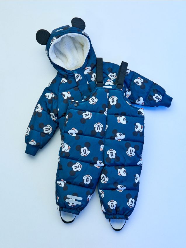 Sinsay - Geacă matlasată cu glugă Mickey Mouse - verde-metalizat