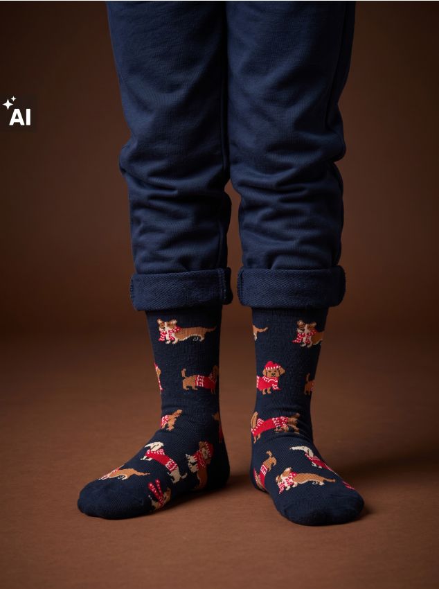 Sinsay - Șosete cu câini și motiv de iarnă set de 3 - multicolor