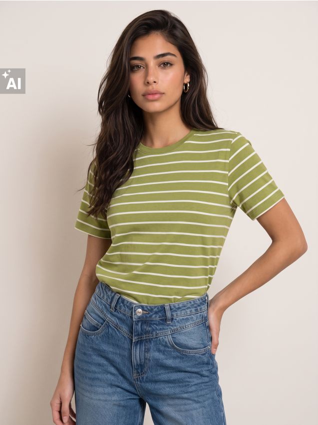 Sinsay - Tricou din bumbac în dungi - multicolor