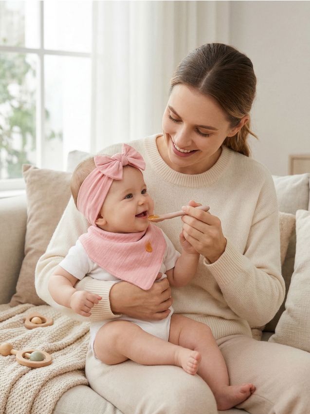 Sinsay - Set: bavetă și bentiță cu fundă - roz-pastel