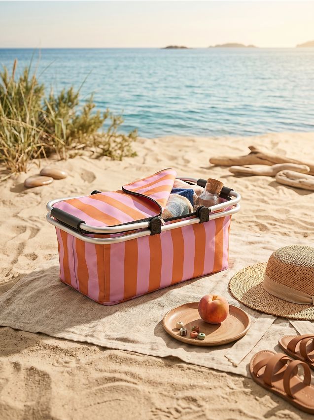 Sinsay - Coș de picnic termo în dungi - portocaliu