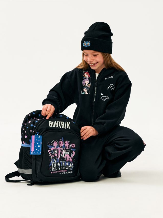 Sinsay - Rucsac cu elemente reflectorizante K-Pop Demon Hunters - gri-închis