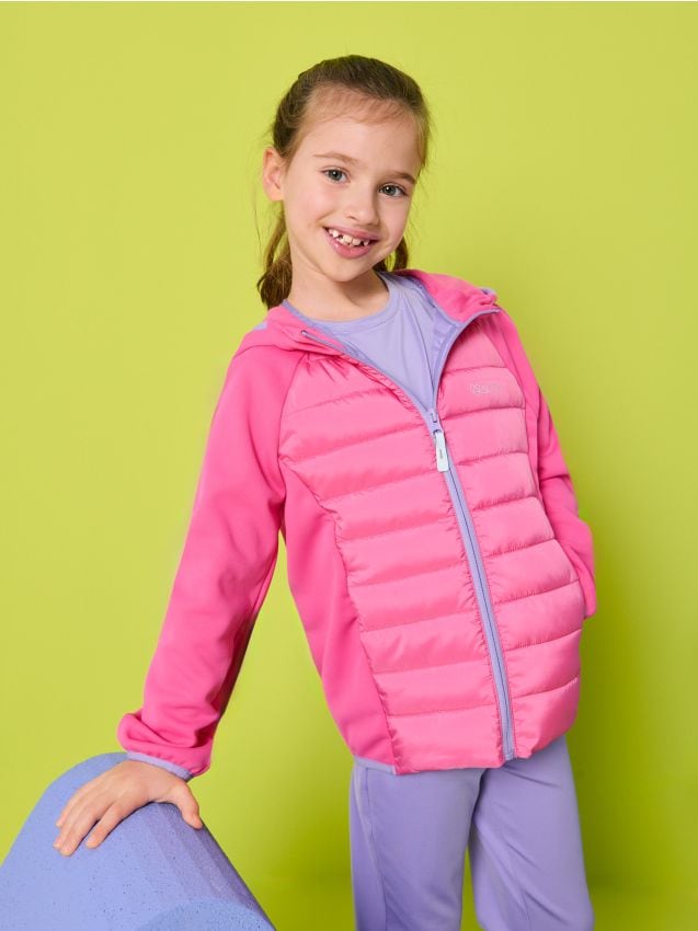 Sinsay - Pikowana kurtka z kapturem - różowy