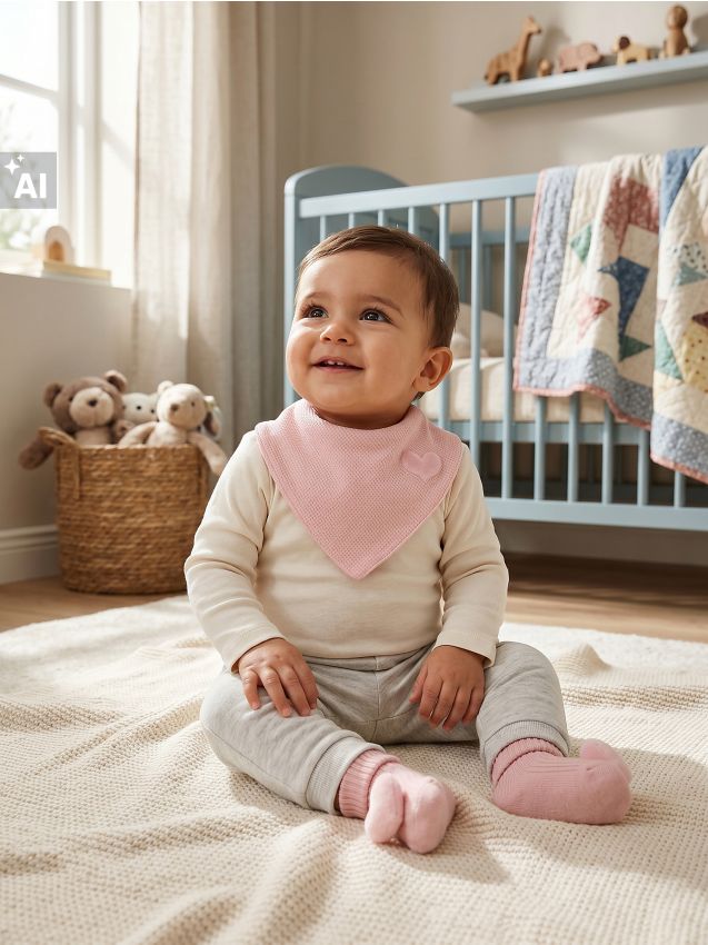 Sinsay - Bavetă și șosete cu motiv inimioare 2 pack - roz-pastel