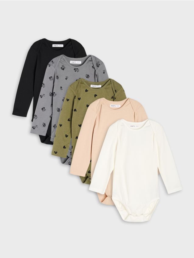 Sinsay - Set de 5 bodyuri din bumbac - kaki