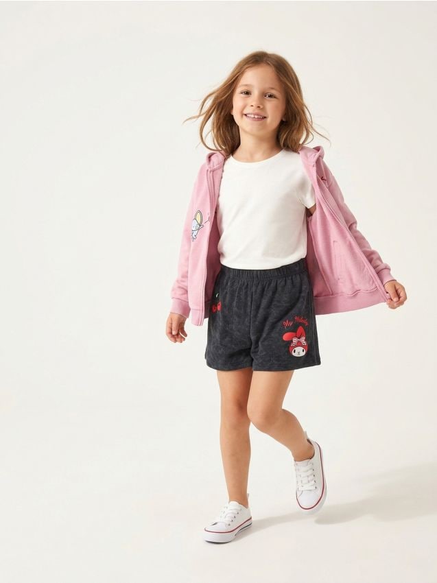 Sinsay - Pantaloni scurți de trening cu efect de spălare My Melody - negru