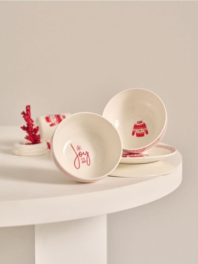 Sinsay - Misky s vianočným motívom 2 kusy - biela