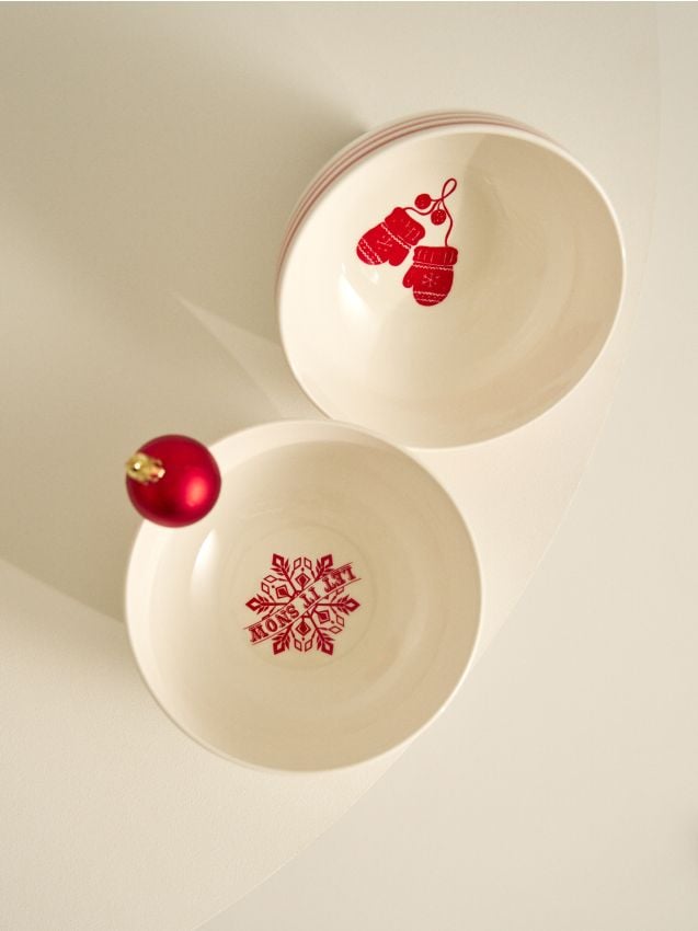 Sinsay - Misky s vianočným motívom 2 kusy - červená