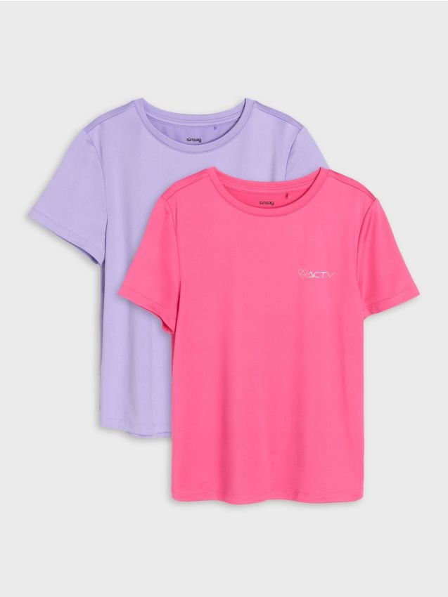 Sinsay - Tricou sportiv 2 pack Active - roz-fuchsia
