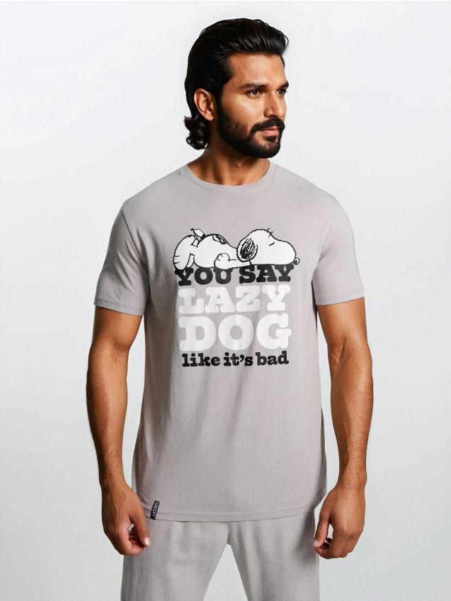 Sinsay - Tricou din bumbac cu mânecă scurtă Peanuts - gri deschis