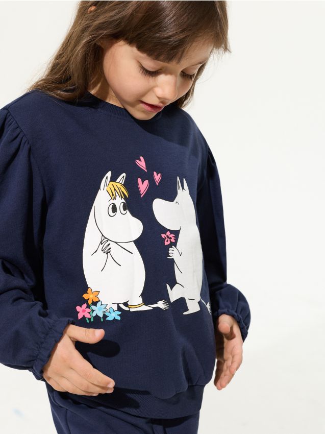 Sinsay - Bluză crewneck cu imprimeu Moomin - bleumarin