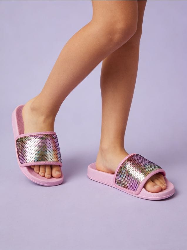 Sinsay - Papuci cu paiete decorative - roz