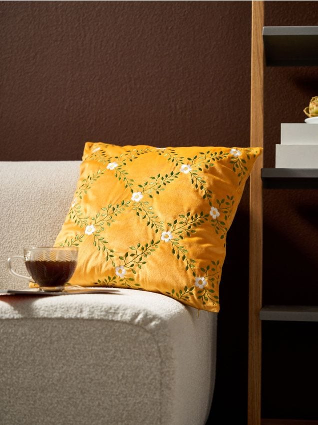 Sinsay - Funda de perna cu flori brodate - galben