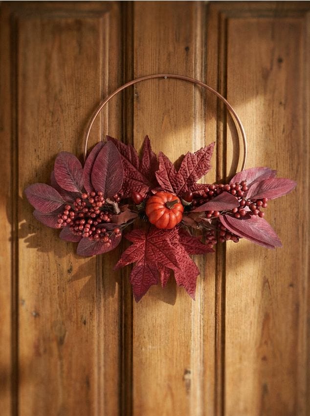 Sinsay - Coroniță decorativă de toamnă cu dovleac și frunze - roșu