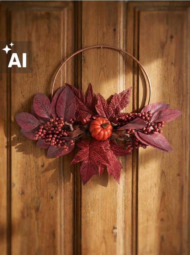 Sinsay - Coroniță decorativă de toamnă cu dovleac și frunze - roșu