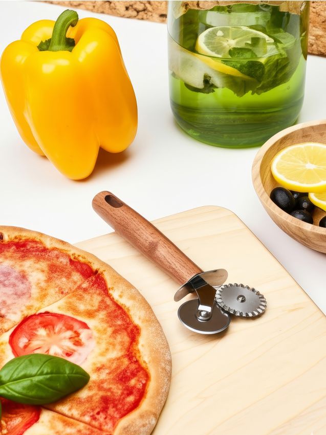 Sinsay - Nôž na pizzu s radielkom na cesto 2 v 1 - hnedá