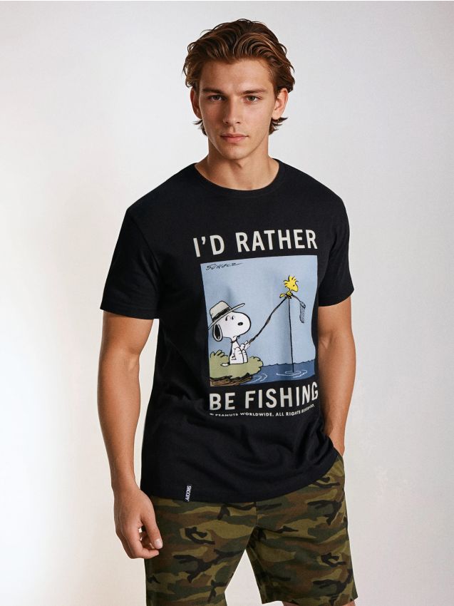 Sinsay - Tricou din bumbac cu imprimeu Peaunts - negru