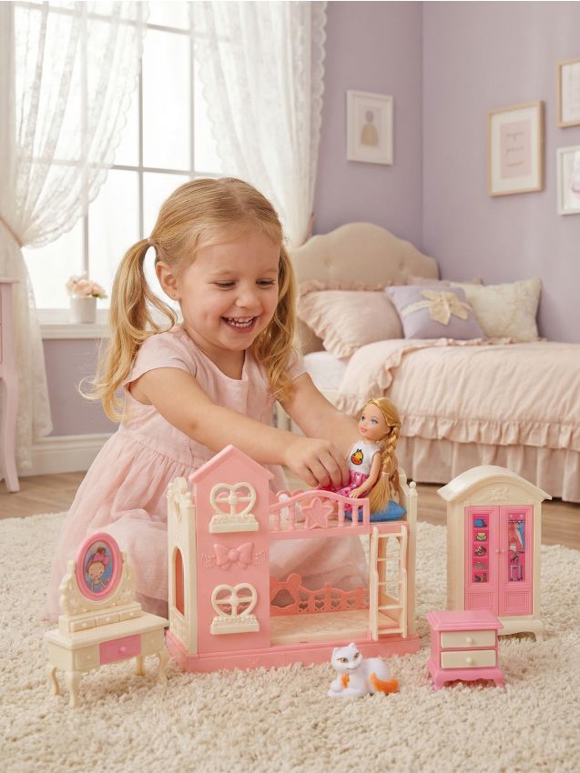 Sinsay - Jucărie - Păpușă cu dormitor și accesorii - roz-pastel