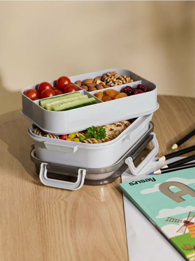 Lunch box con scomparti - grigio chiaro