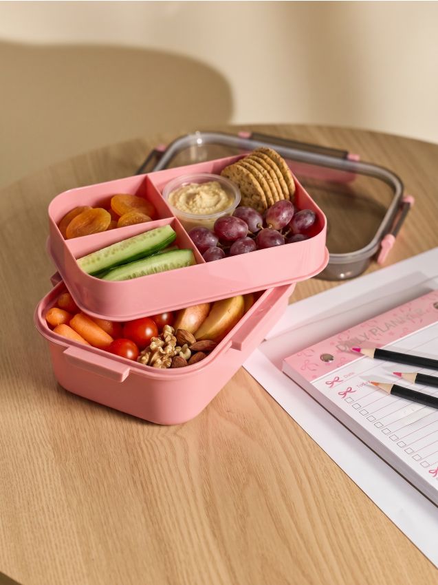 Lunch box con scomparti - rosa