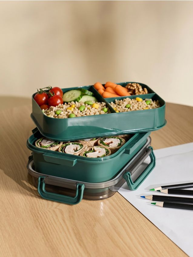 Lunch box con scomparti - verde petrolio